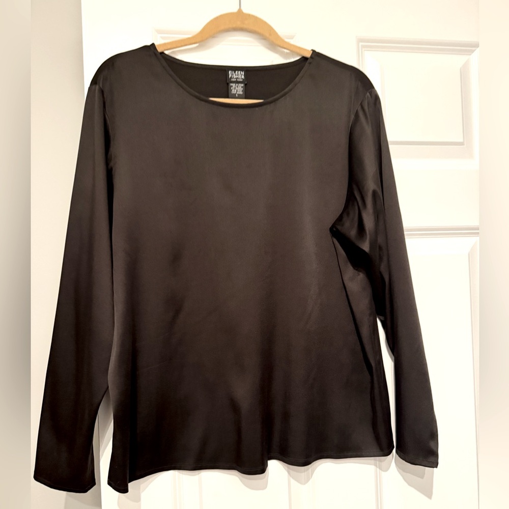 Eileen Fisher Black Satin Top